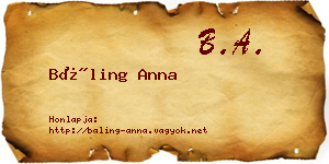 Báling Anna névjegykártya