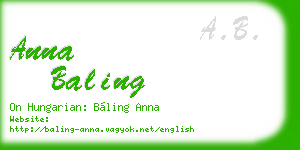 anna baling business card