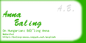 anna baling business card